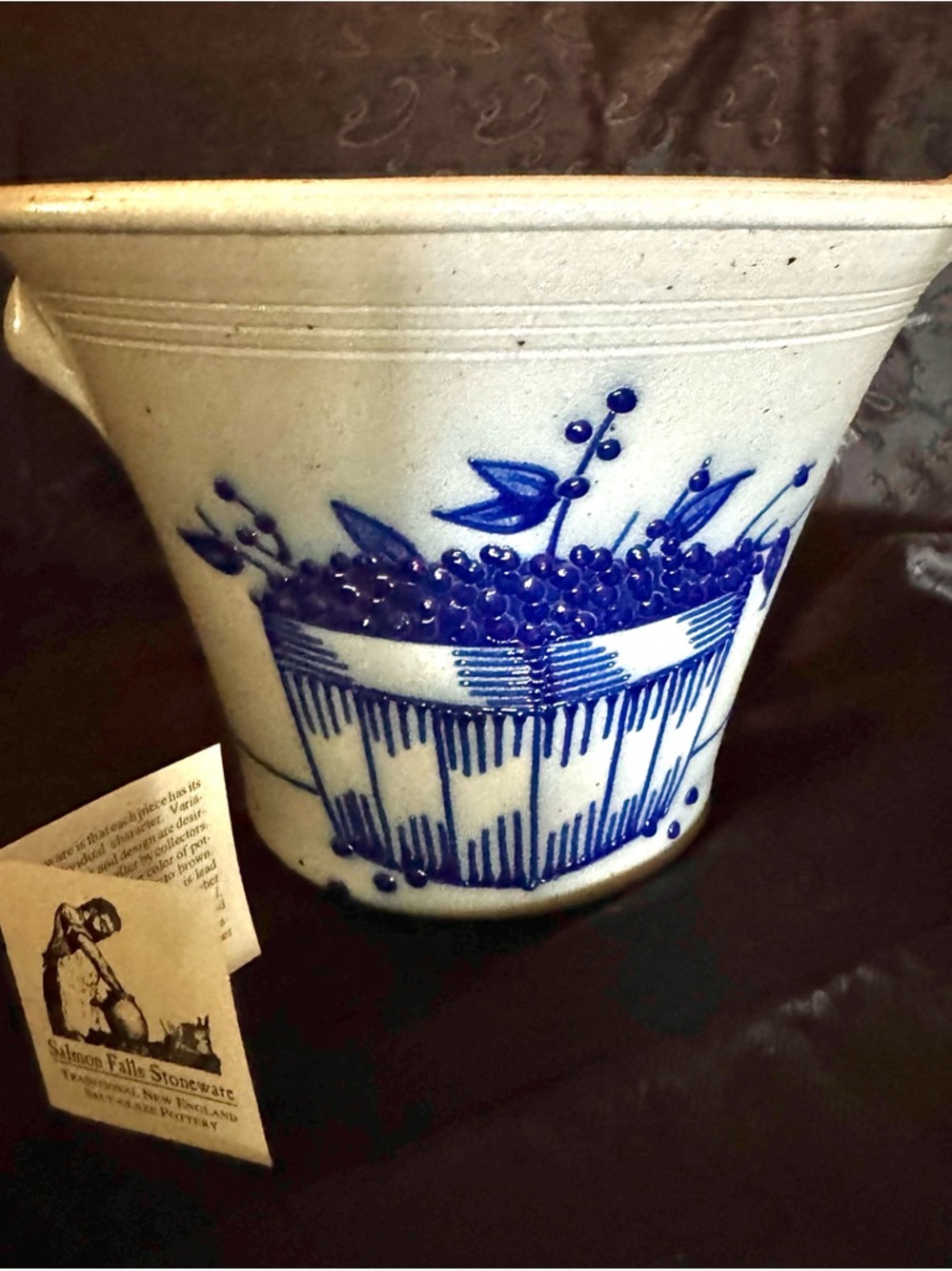 Salmon Falls Pottery Salt-Glazed Stoneware Planter Blueberry Basket Motif